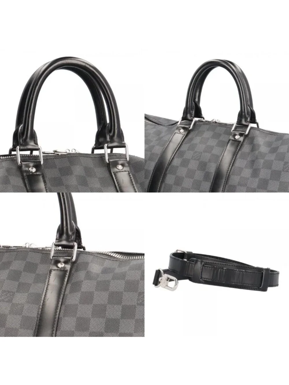 Louis Vuitton Keepall Bandouliere 45 Damier Graphite Boston Bag Canvas Black